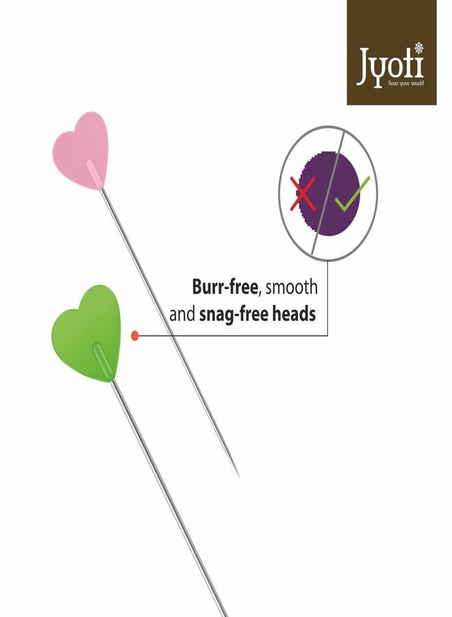 Jyoti Pearl Head Pins Heart Multicolored for Tailoring, Dressmaking, Crafting, Sewing, Ornament, Patch Work, Florist, Decorating, Hijab, and Scarf for Women # 22876 (50 Pins in a Box) - Pack of 10 - Image 3